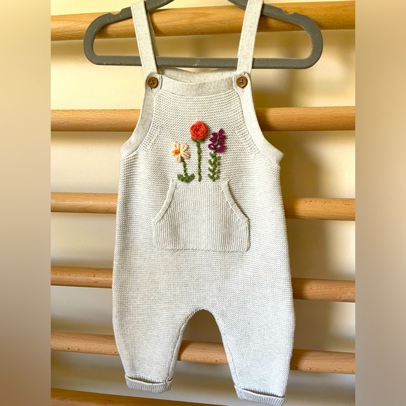 Hand Embroidered Knit Overalls - Picture 3 of 4
